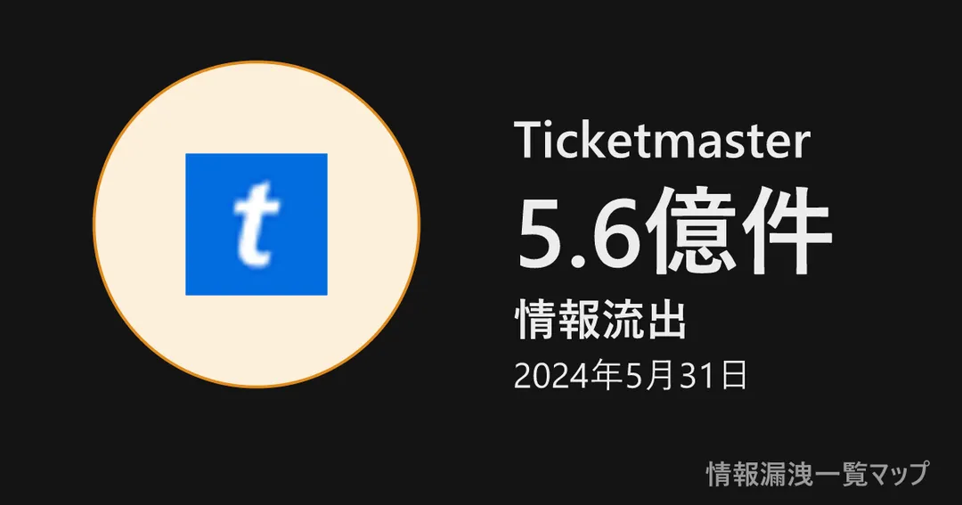 Ticketmaster Ticketmasterの丸(大きさは漏洩件数、色は危険度)