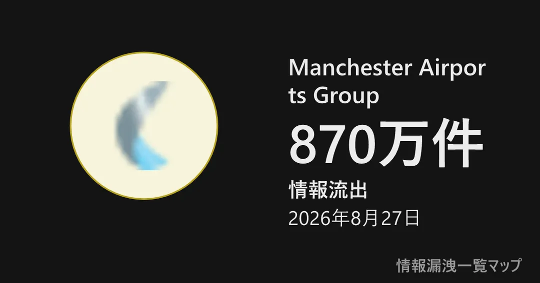 Manchester Airports Group Manchester Airports Groupの丸(大きさは漏洩件数、色は危険度)