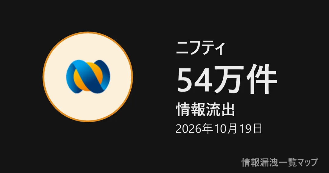 ニフティ ニフティの丸(大きさは漏洩件数、色は危険度)