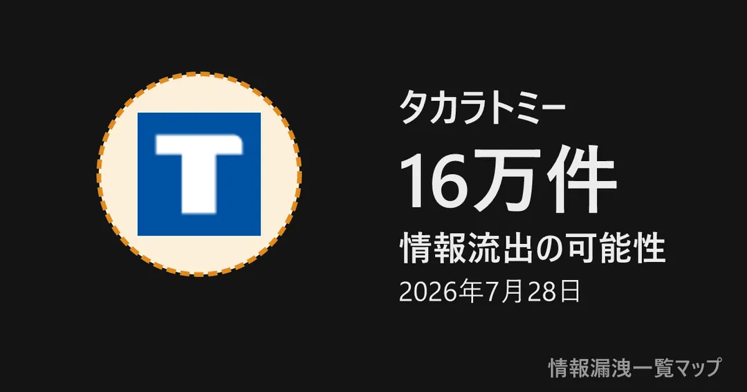 タカラトミー タカラトミーの丸(大きさは漏洩件数、色は危険度)