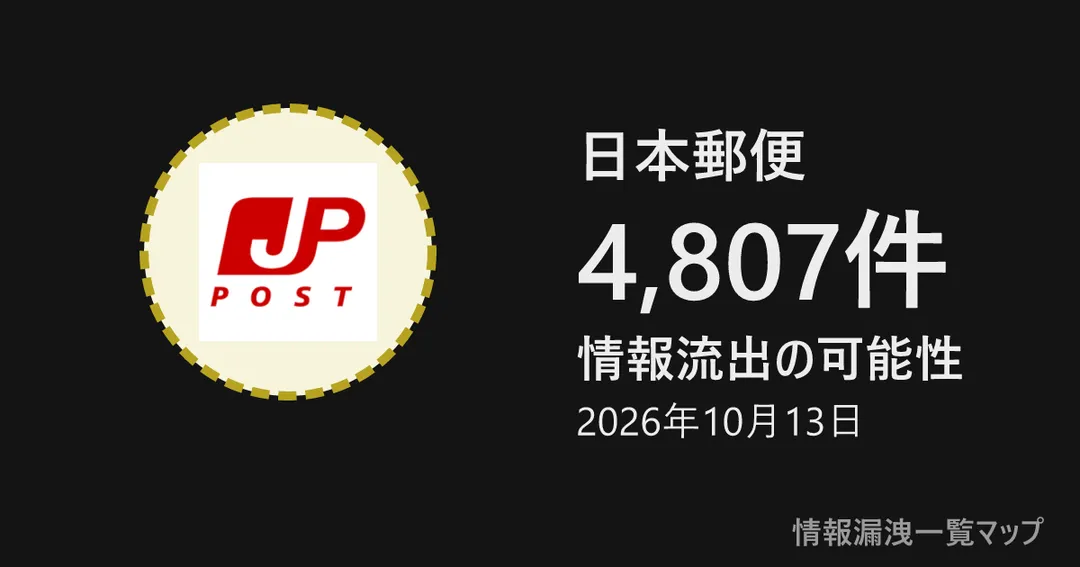 日本郵便 日本郵便の丸(大きさは漏洩件数、色は危険度)
