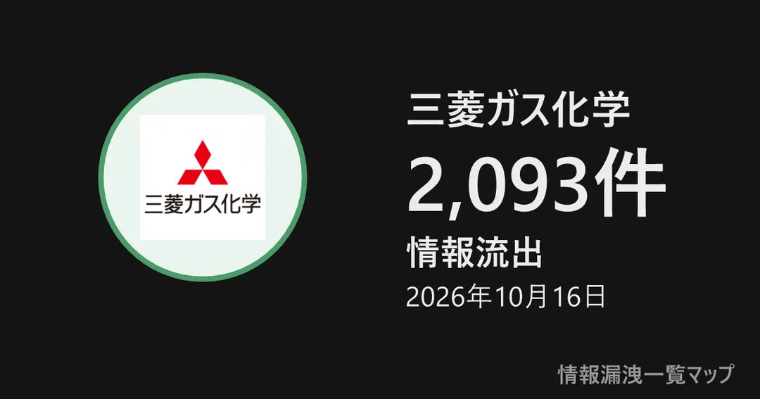 三菱ガス化学 三菱ガス化学の丸(大きさは漏洩件数、色は危険度)