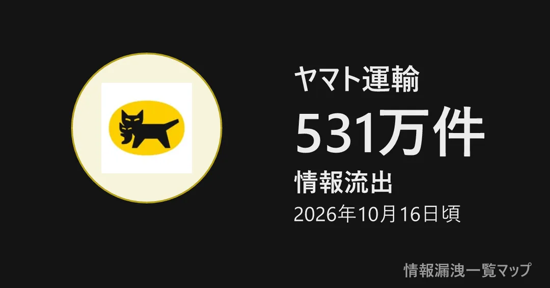 ヤマト運輸 ヤマト運輸の丸(大きさは漏洩件数、色は危険度)